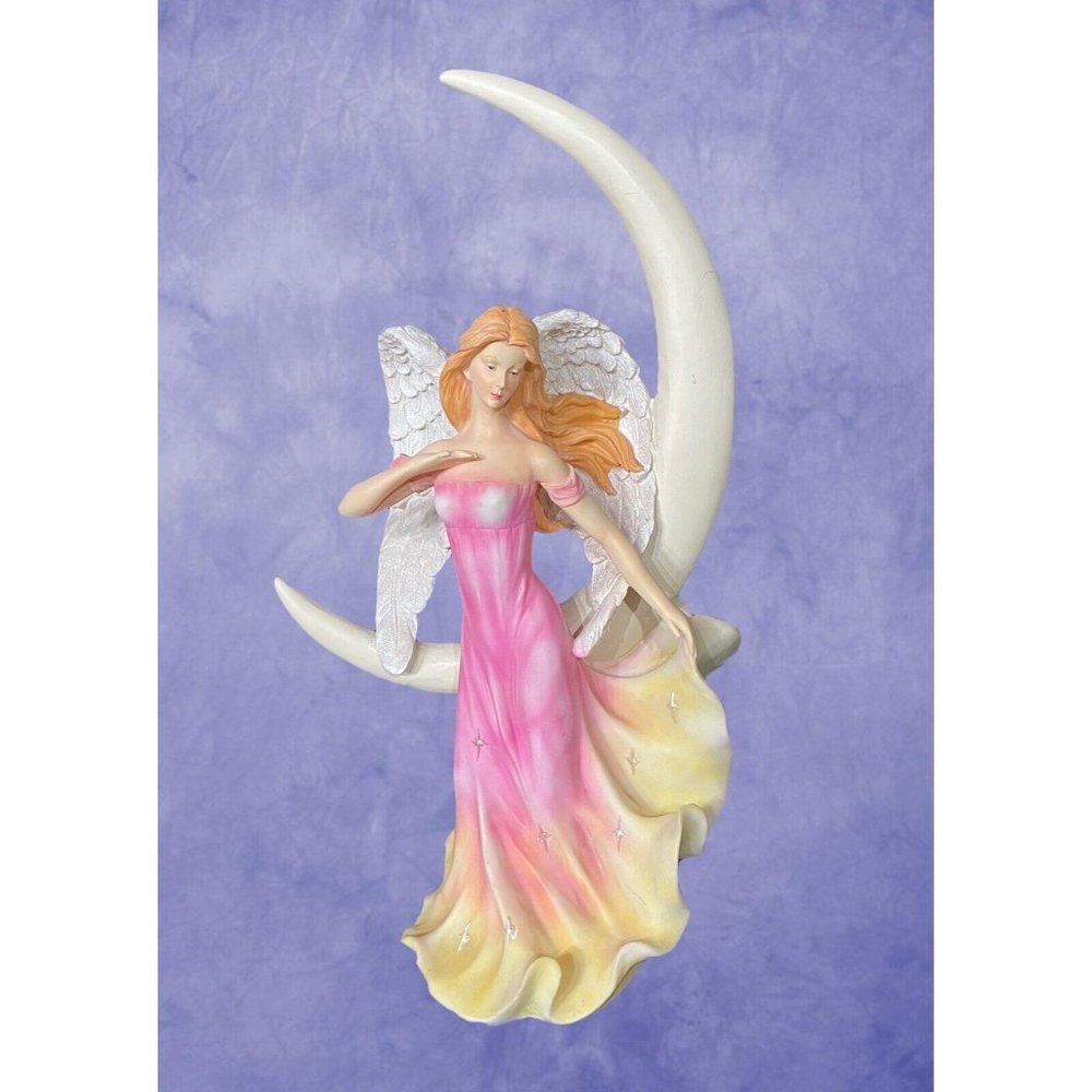 Guardian Angel and Crescent Moon 16 Inch Resin Statue DKW 2005 Religious Gift